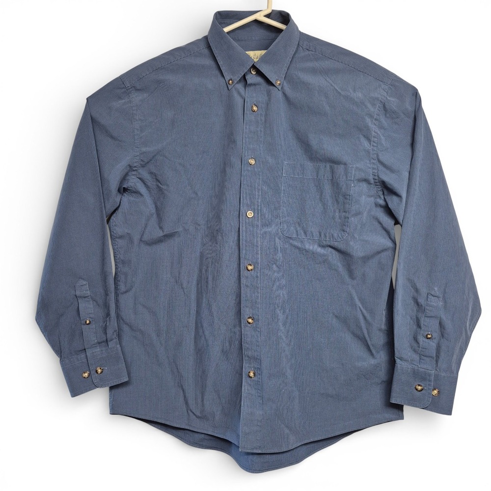 Cabelas Mens Size L Casual Long‎ Sleeve Button Down Shirt Blue Gingham Pocket